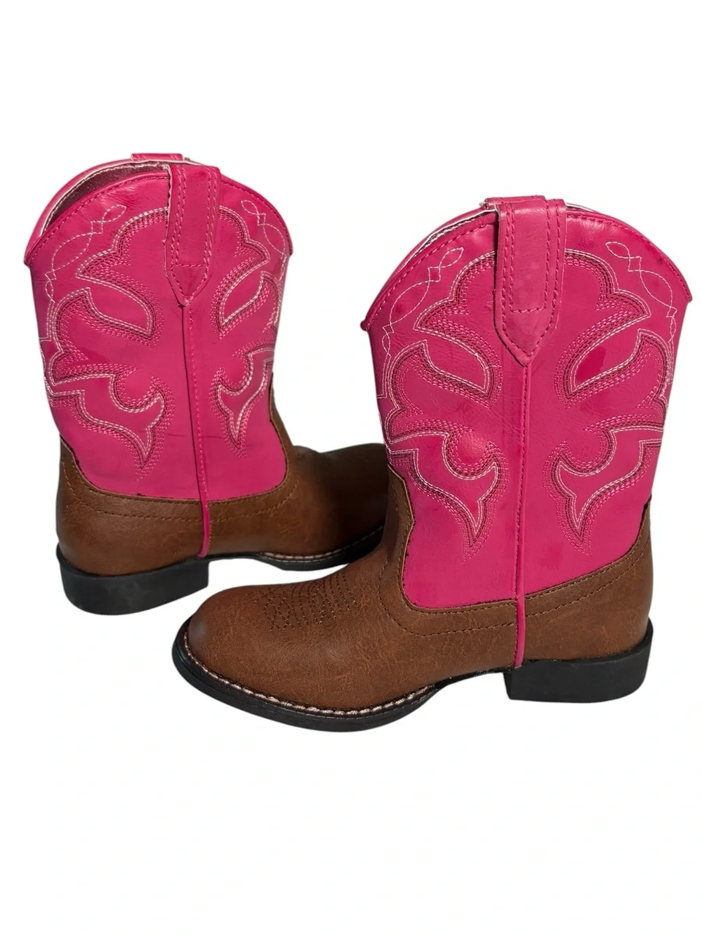 Roper Girls Round Toe Light Up Heel Western Cowgirl Boots Pink Sz 10